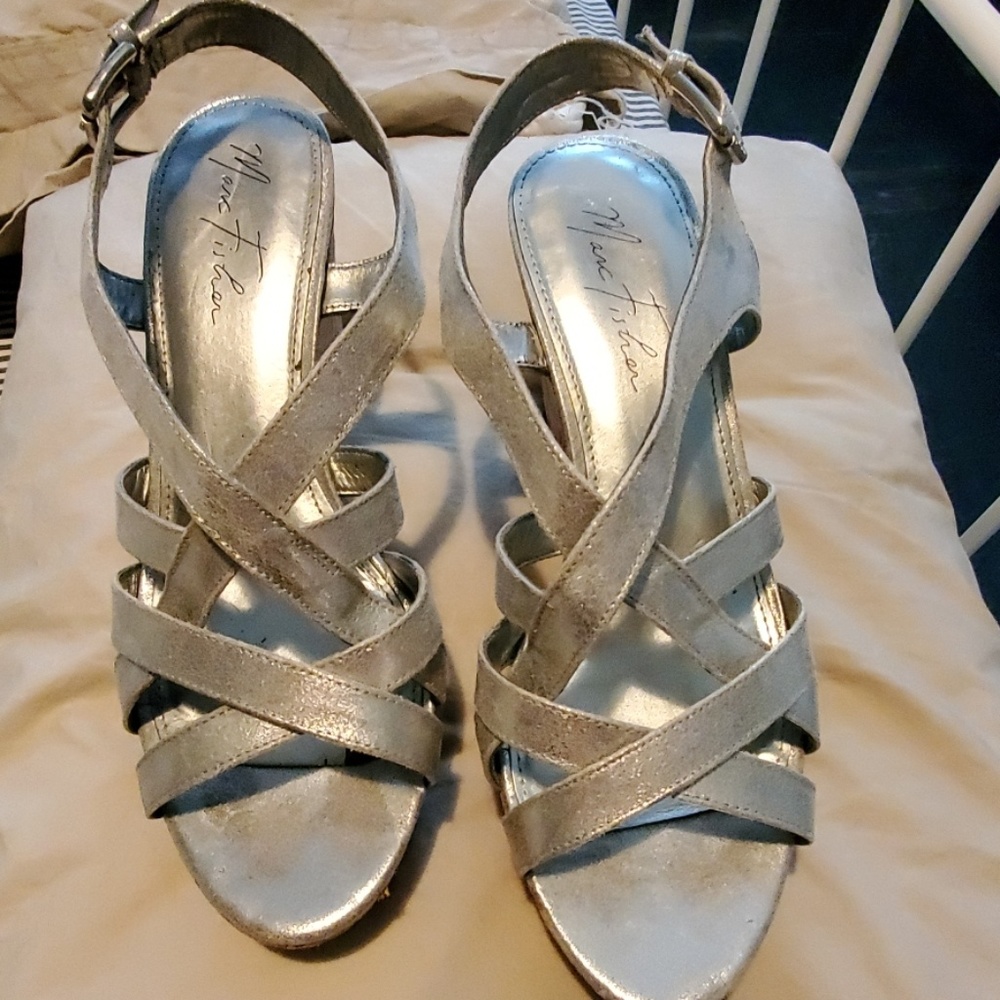 Women's silver wedge sandals